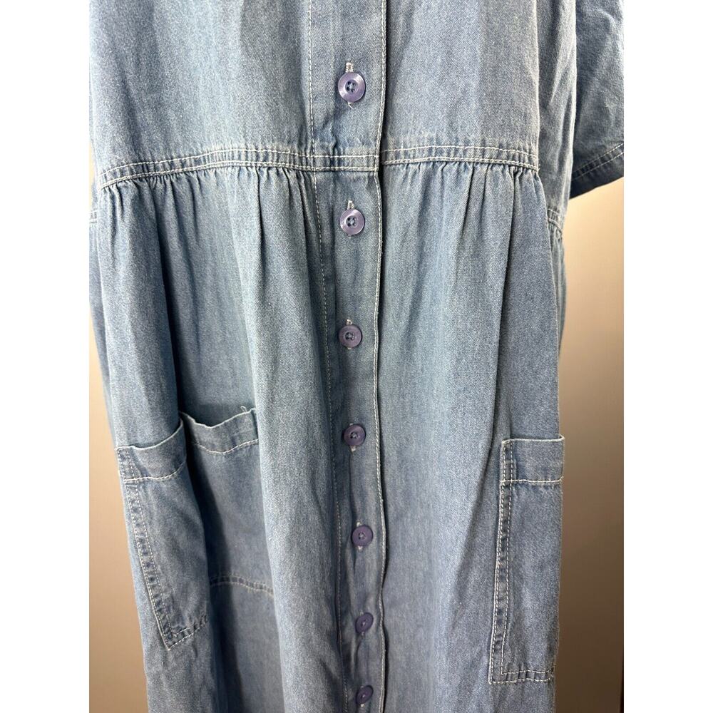 NWT Mainstreet Blues Denim Jean Dress Button Front Full Length Plus Size 28W - Picture 4 of 10